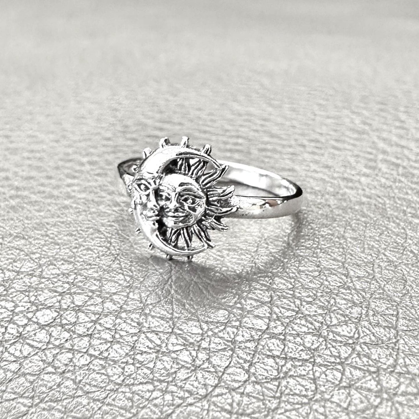 Crescent Moon and Sun Celtic Design Luna Ring