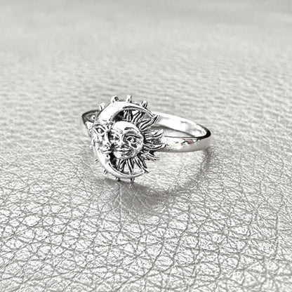 Crescent Moon and Sun Celtic Design Luna Ring