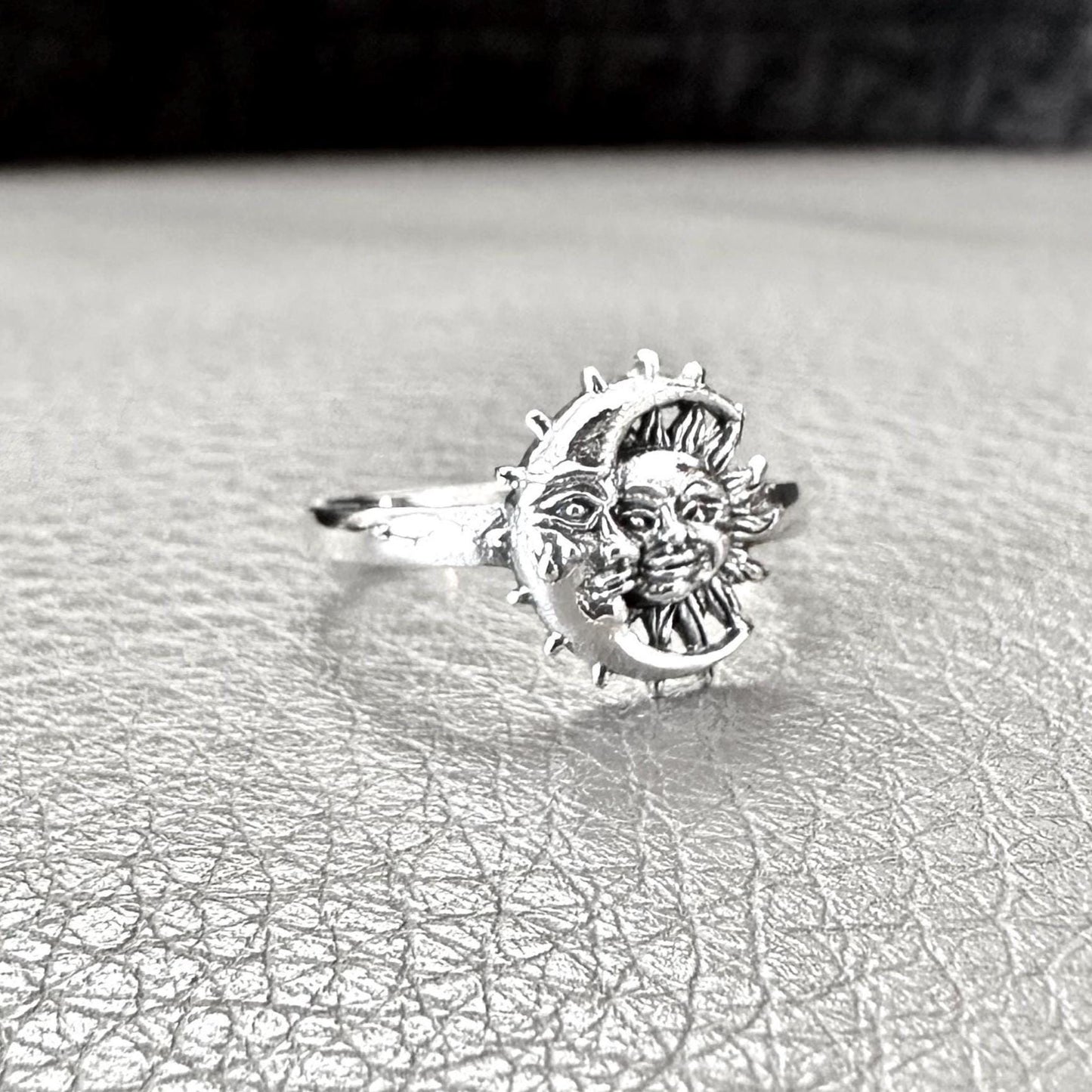 Crescent Moon and Sun Celtic Design Luna Ring