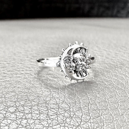 Crescent Moon and Sun Celtic Design Luna Ring