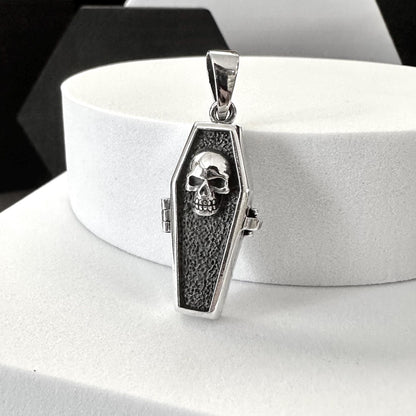 Skull Gothic Punk Skeleton Coffin Locket Pendant/Necklace