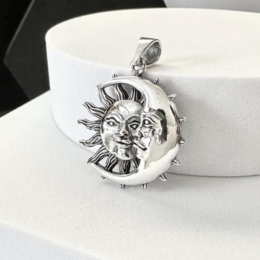 Sun & Crescent Moon Celtic Pendant/Necklace