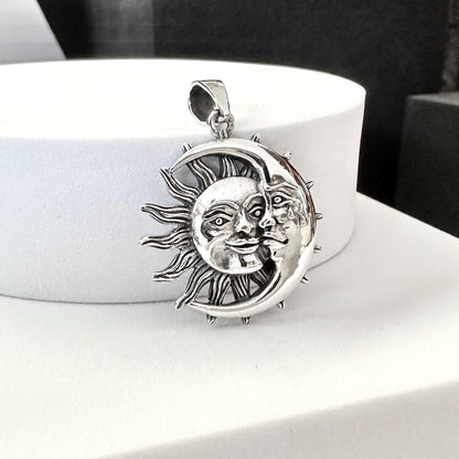 Sun & Crescent Moon Celtic Pendant/Necklace