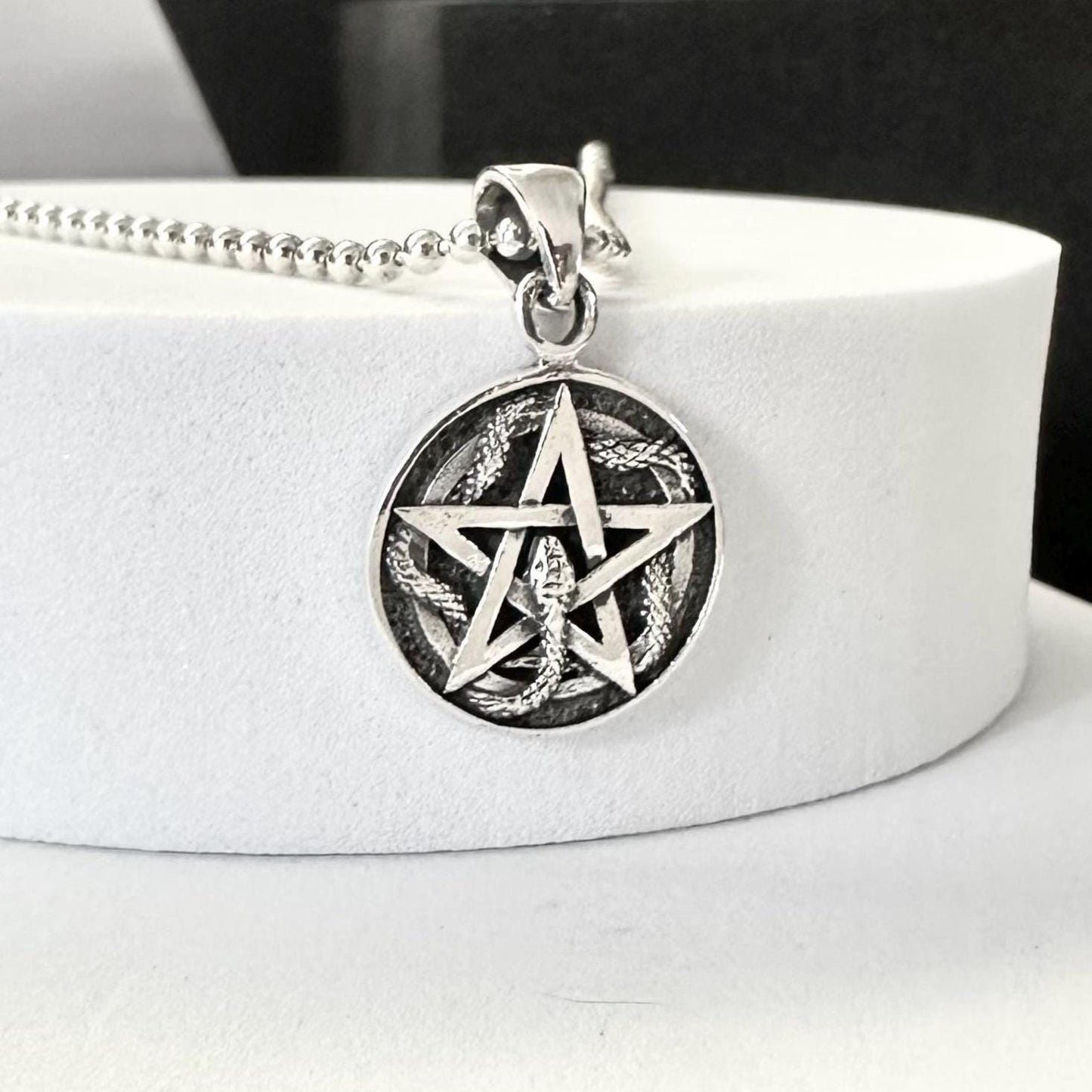 Pentagram Ouroboros Snake Serpent Star Necklace