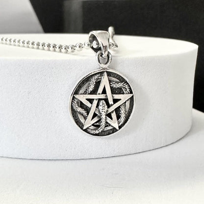Pentagram Ouroboros Snake Serpent Star Necklace