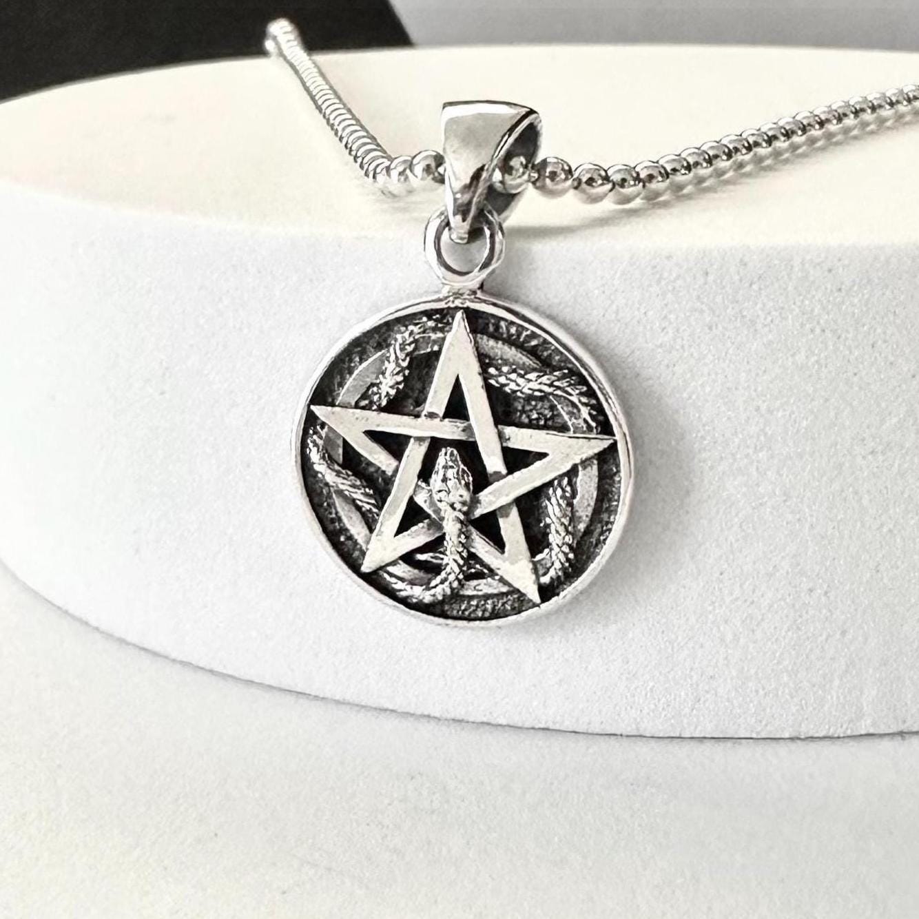 Pentagram Ouroboros Snake Serpent Star Necklace