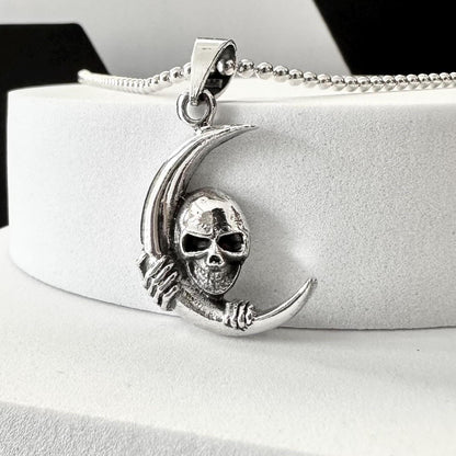 Skull Crescent Moon Punk Style Biker Pendant/Necklace