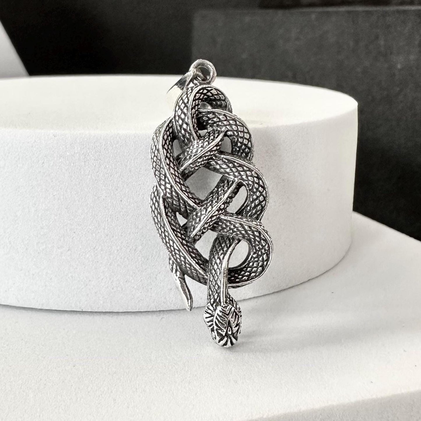 Black Mamba Jormungandr Viking World Serpent Ouroboros Pendant/Necklace