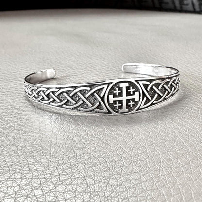 Jerusalem Cross Bracelet Jesus Christ Crusader Cross Potent Cuff Bracelet