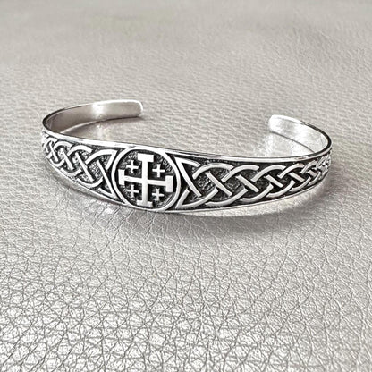 Jerusalem Cross Bracelet Jesus Christ Crusader Cross Potent Cuff Bracelet