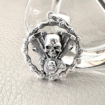 Gothic Skull Punk Biker Motor Pendant/Necklace