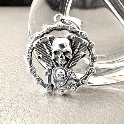Gothic Skull Punk Biker Motor Pendant/Necklace