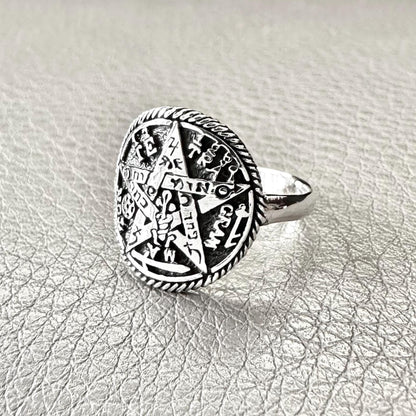 Tetragrammaton Ring YHVH Jewish Hebrew Pentagram Ring