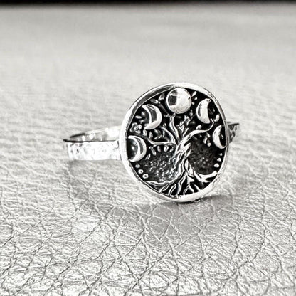 Tree of Life Ring Viking Yggdrasil Celtic Crescent Moon Ring