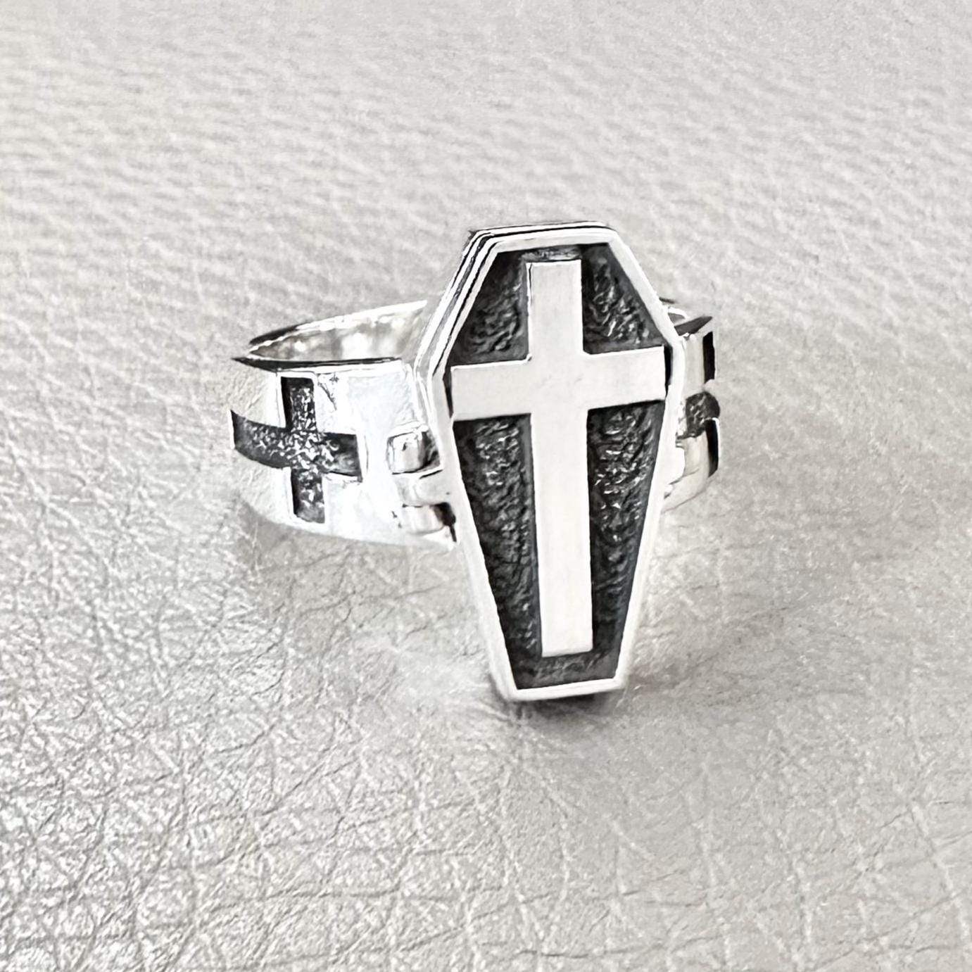 Skeleton Punk Gothic Coffin Locket Ring