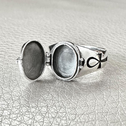 Ankh Egyptian Cross Key of Life Locket Ring