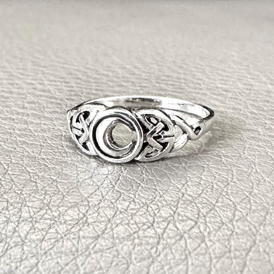 Crescent Moon Viking Celtic Knot Ring