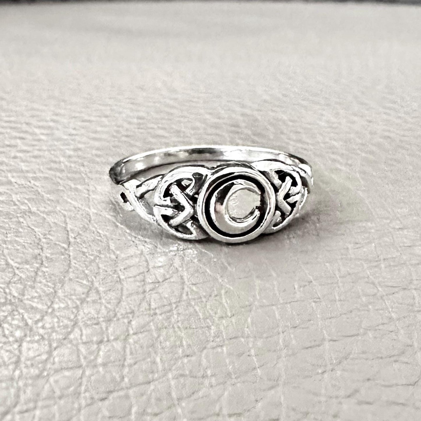 Crescent Moon Viking Celtic Knot Ring