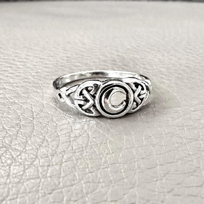 Crescent Moon Viking Celtic Knot Ring