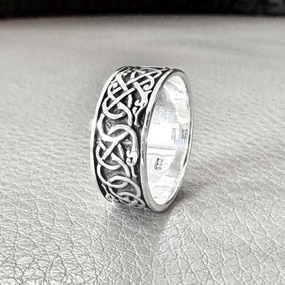 Viking Dragon Celtic Endless Infinity Knot Ring