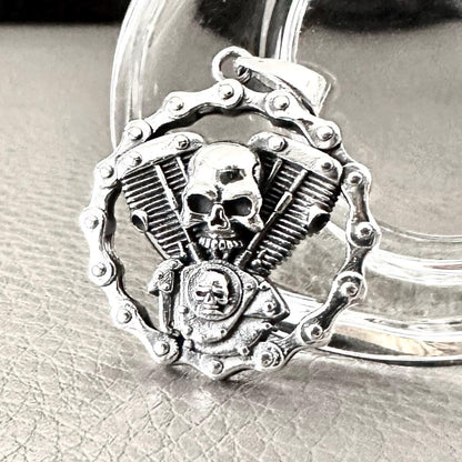 Gothic Skull Punk Biker Motor Pendant/Necklace