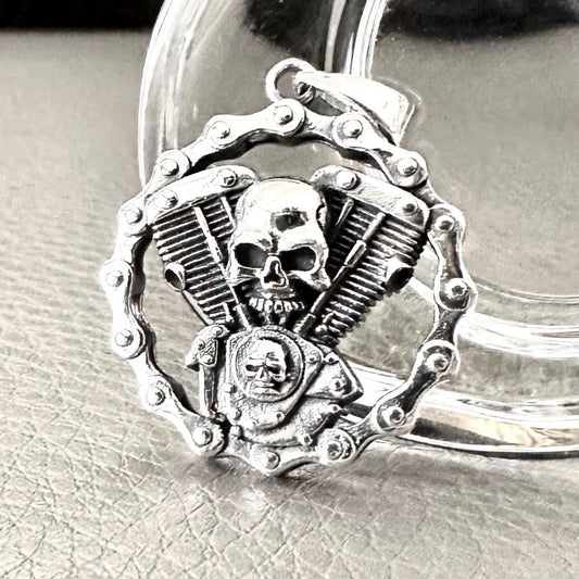 Gothic Skull Punk Biker Motor Pendant/Necklace