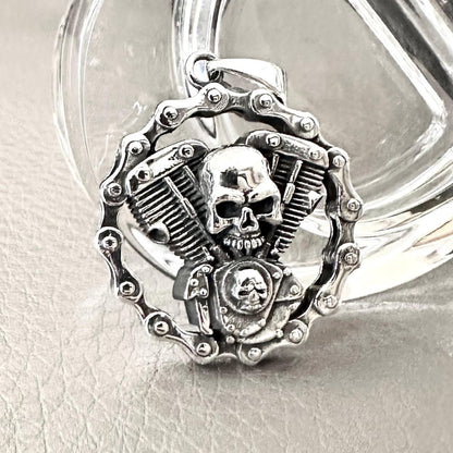 Gothic Skull Punk Biker Motor Pendant/Necklace