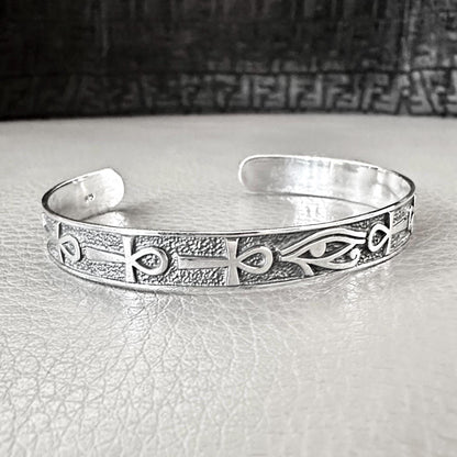 Egypt Eye of Horus Egyptian God Ankh Cross Cuff Bracelet