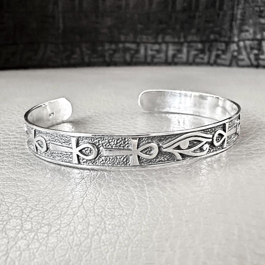 Egypt Eye of Horus Egyptian God Ankh Cross Cuff Bracelet