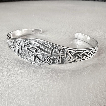 Egypt Eye of Horus God Ankh Cross Cuff Bracelet