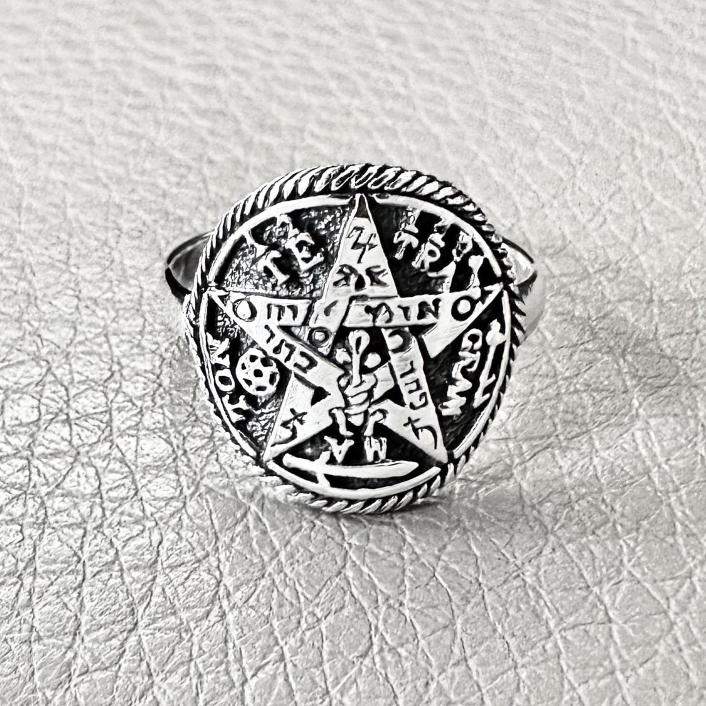 Tetragrammaton Ring YHVH Jewish Hebrew Pentagram Ring