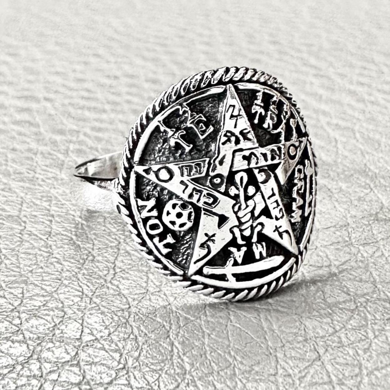 Tetragrammaton Ring YHVH Jewish Hebrew Pentagram Ring