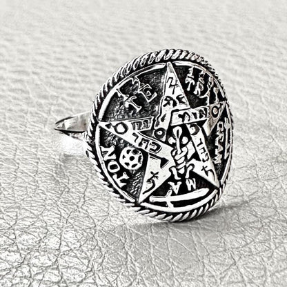 Tetragrammaton Ring YHVH Jewish Hebrew Pentagram Ring