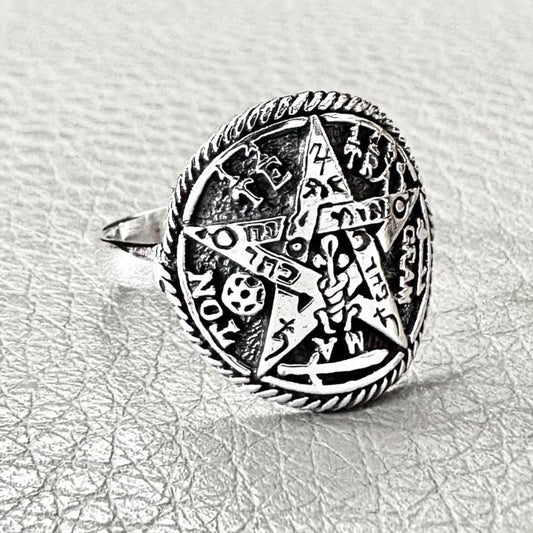 Tetragrammaton Ring YHVH Jewish Hebrew Pentagram Ring