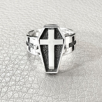 Skeleton Punk Gothic Coffin Locket Ring
