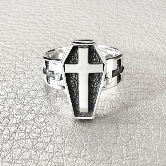 Skeleton Punk Gothic Coffin Locket Ring