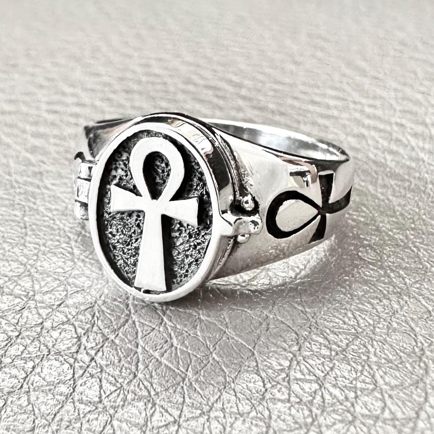 Ankh Egyptian Cross Key of Life Locket Ring