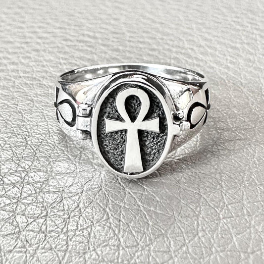 Ankh Egyptian Cross Key of Life Locket Ring