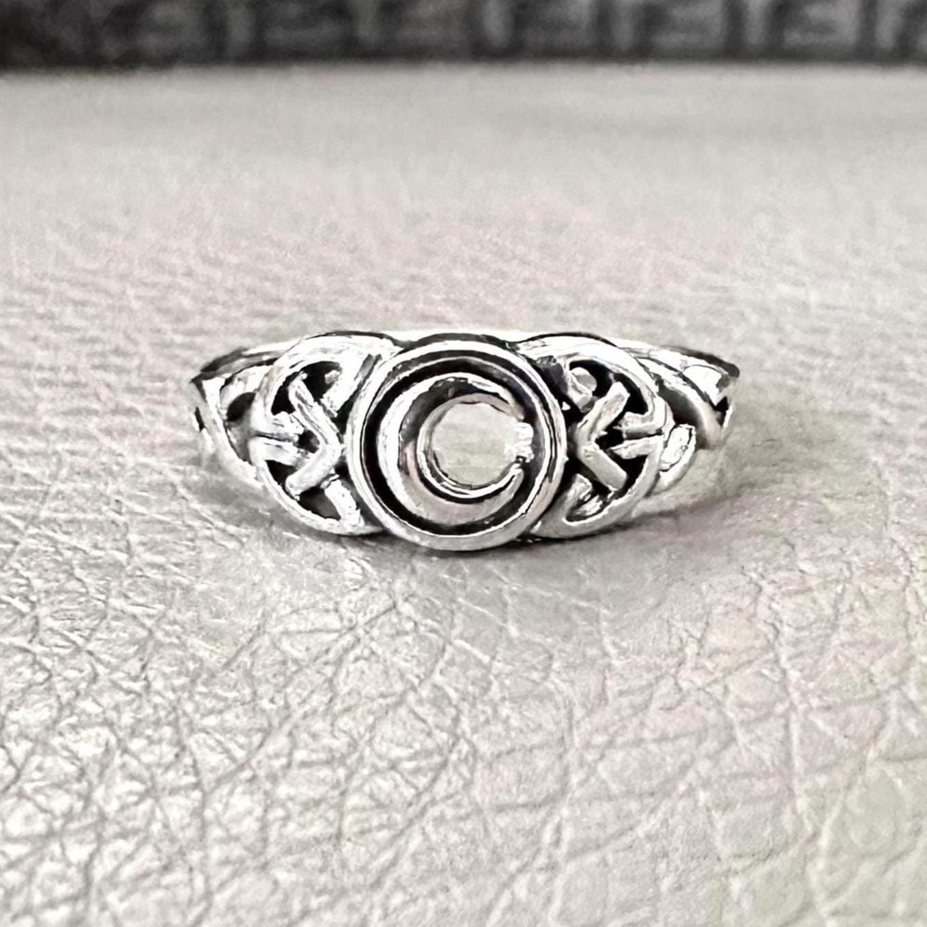 Crescent Moon Viking Celtic Knot Ring