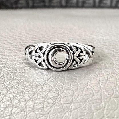 Crescent Moon Viking Celtic Knot Ring