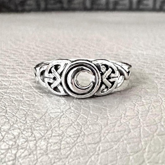 Crescent Moon Viking Celtic Knot Ring