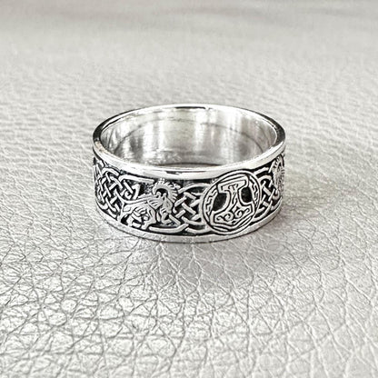 Thor's Hammer Viking Mjolnir Celtic Knot Tanngrisnir Ring