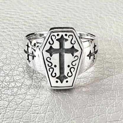 Jesus Christ Crucifix Cross Coffin Ring