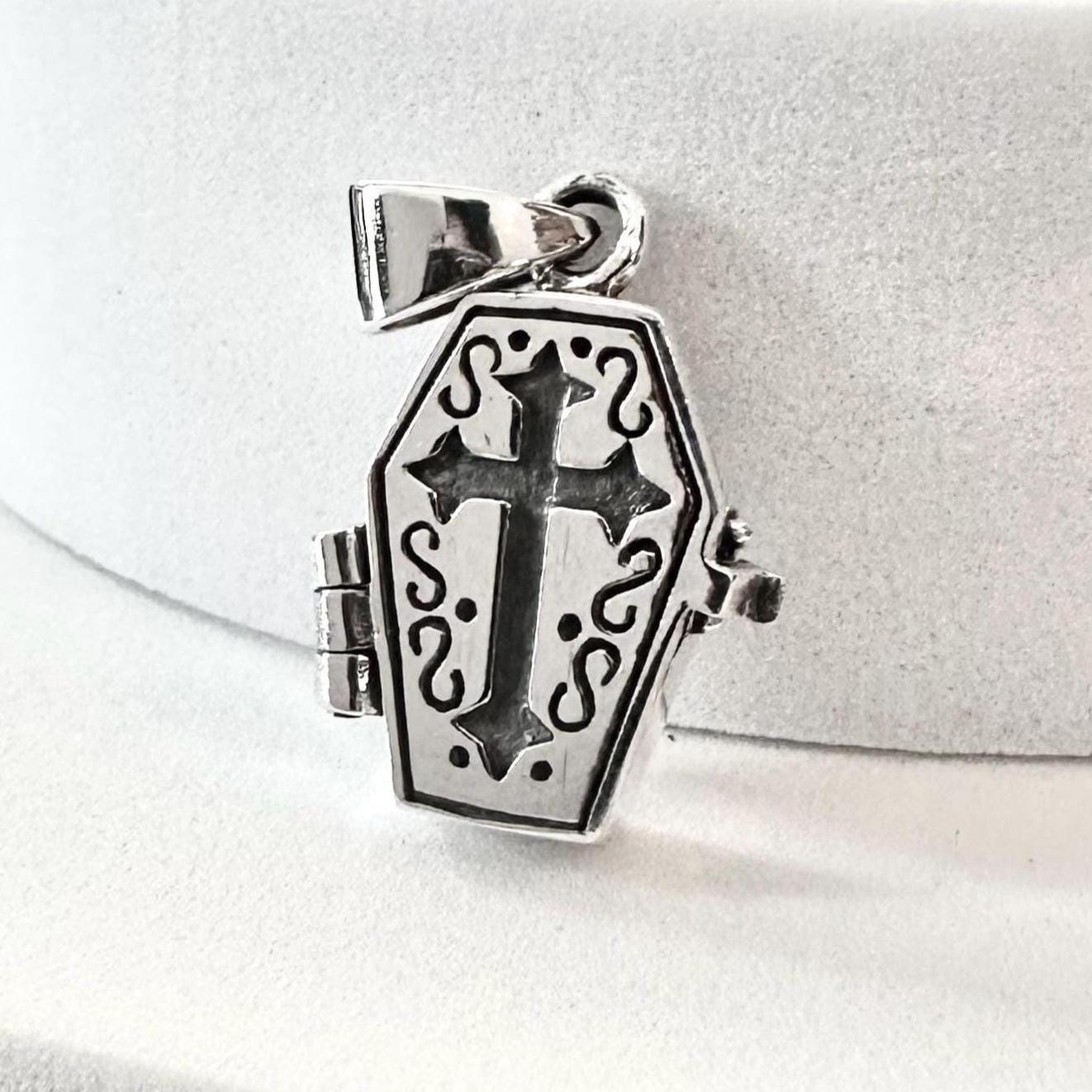 Cross Jesus Gothic Skeleton Coffin  Locket Pendant/Necklace