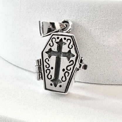 Cross Jesus Gothic Skeleton Coffin  Locket Pendant/Necklace