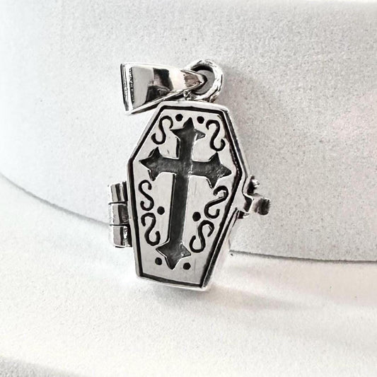 Cross Jesus Gothic Skeleton Coffin  Locket Pendant/Necklace