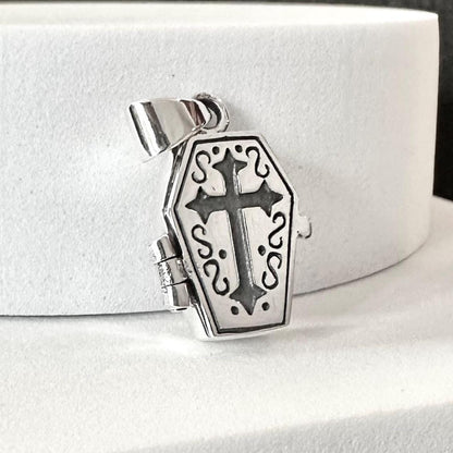 Cross Jesus Gothic Skeleton Coffin  Locket Pendant/Necklace