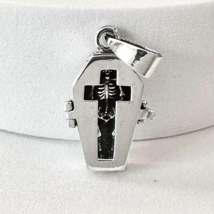 Jesus Cross Gothic Skeleton Coffin Locket Pendant/Necklace