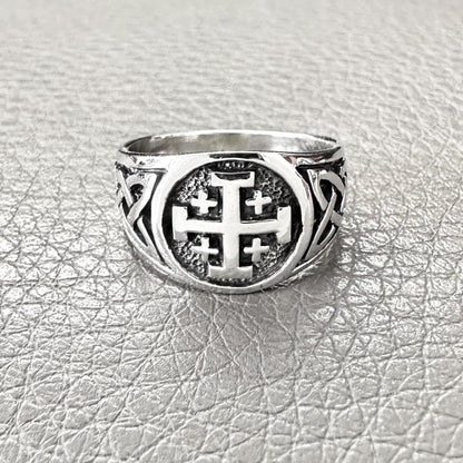 Jerusalem Christian Cross Potent Ring
