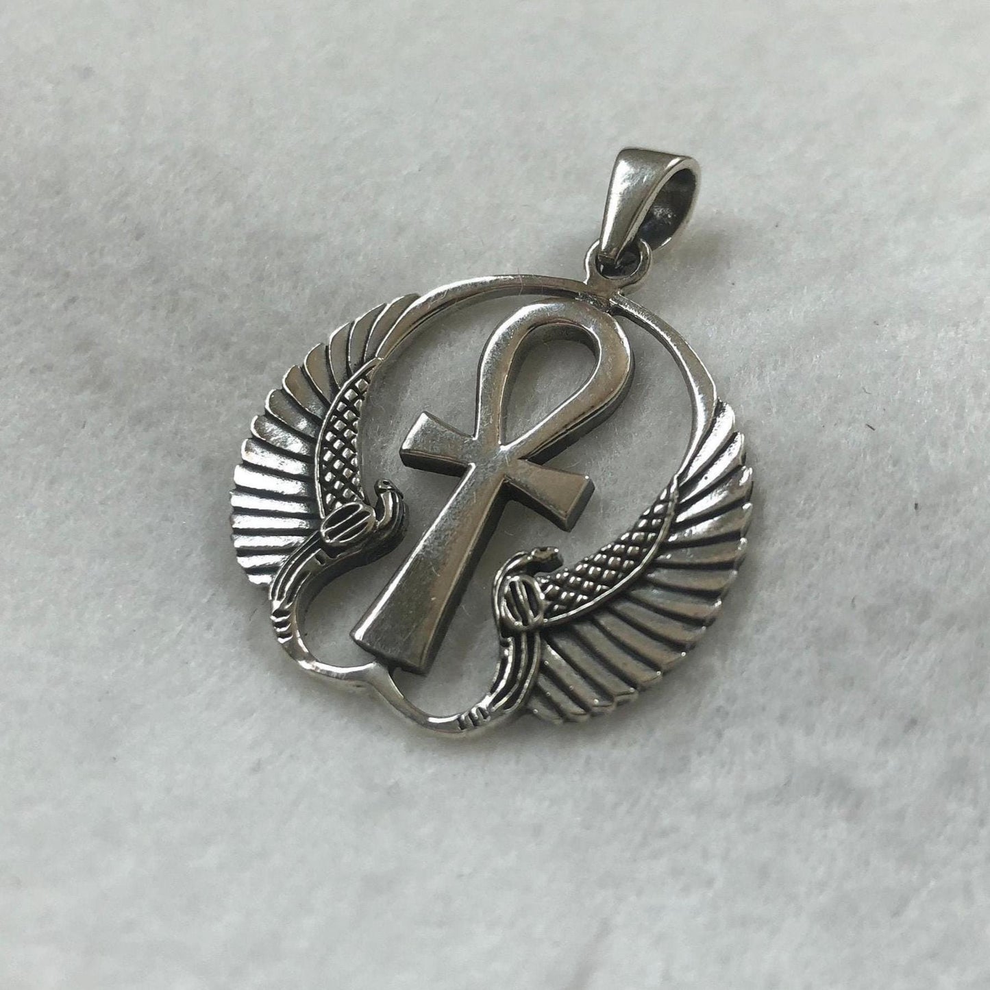 Ankh Egyptian Cross Isis Wings Amulet Pendant/Necklace